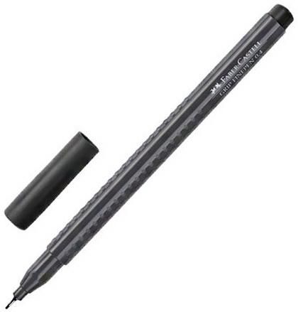 Ручка капиллярная FABER-CASTELL "Grip Finepen", СИНЯЯ, трехгранная, корпус черный, 0,4 мм, 151651