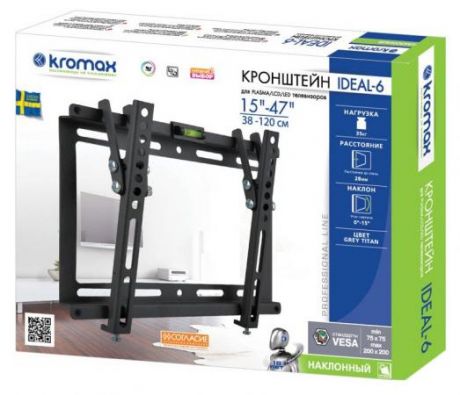 Кронштейн Kromax IDEAL-6 черный LED/LCD 15-47