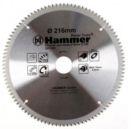 Пильный диск Hammer Flex 205-302 CSB AL 216ммх100х30мм по алюминию 30682