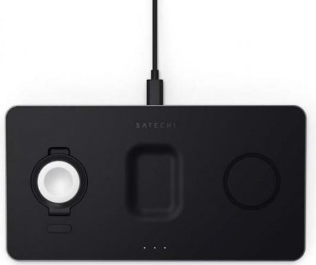 Беспроводное зарядное устройство Satechi Trio Wireless Charging Pad для телефона, часов и наушников. Цвет серый космос.