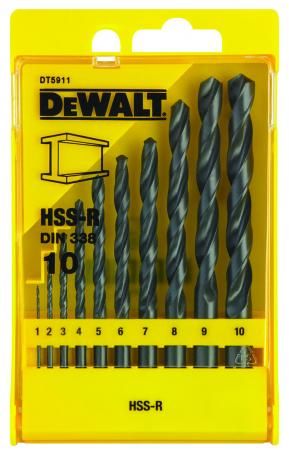 Набор сверл DeWALT DT5911-QZ по металлу HSS-R (10шт.) в пластиковой кассете
