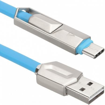 Кабель microUSB Type-C 1м ACD ACD-U924-CML плоский синий