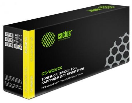 Картридж лазерный Cactus CS-W2072X желтый (1300стр.) для HP Color Laser 150a/150nw/178nw MFP/179fnw MFP