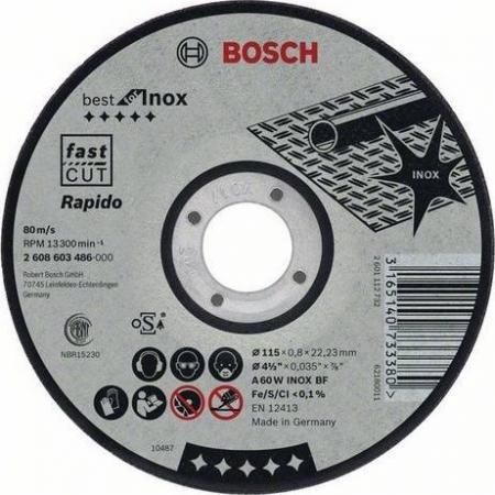 Круг отрезной BOSCH Best for Inox 115x0,8x22 (2.608.603.486) по нержавеющей стали