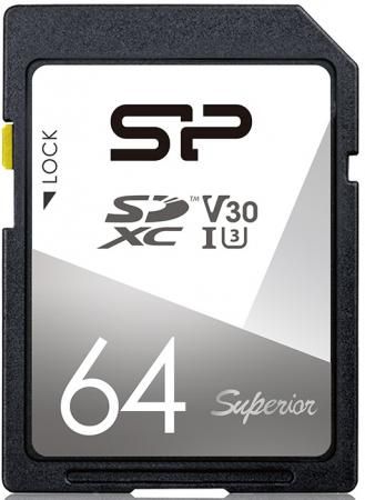 Флеш карта SD 64GB Silicon Power Superior SDXC Class 10 UHS-I U3 V30 100/80 Mb/s