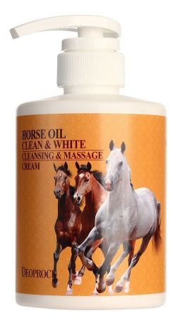 Очищающий крем для тела массажный с лошадиным жиром Horse Oil Clean & White Cleansing & Massage Cream 450мл