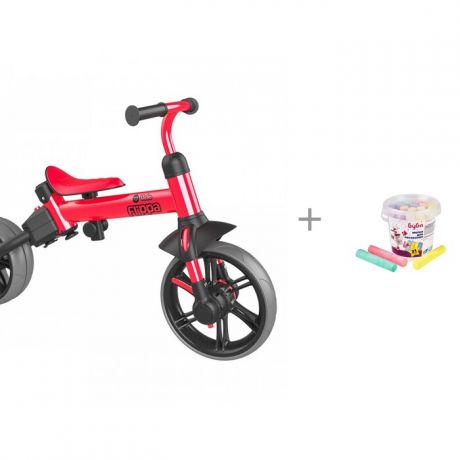 Беговелы Yvolution велосипед YVelo Flippa 4 в 1 и мелки для рисования Just Cool