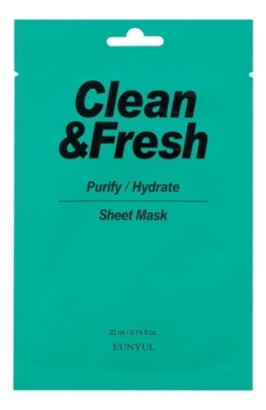 Тканевая маска для очищающего и увлажняющего эффекта Clean & Fresh Purify-Hydrate Sheet Mask 22мл: Маска 3шт