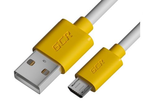 Аксессуар GCR USB 2.0 - MicroUSB QC 1.5m White-Yellow GCR-53222