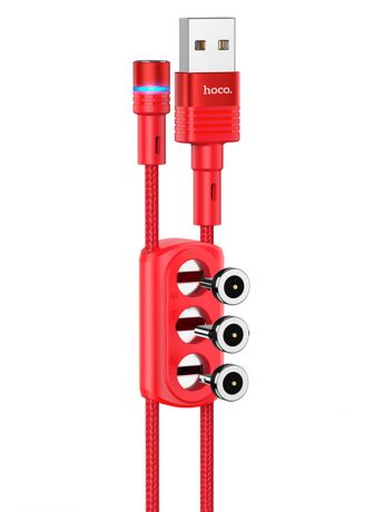 Аксессуар Hoco U98 3-in-1 Sunway Multi-Functional USB - Lightning/MicroUSB/Type-C 1.2m Red