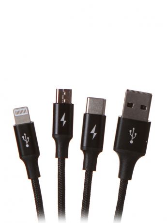 Аксессуар Baseus Rapid Series 3-in-1 USB - Type-C/Lightning/MicroUSB 1.2m Black CAMLT-SU01