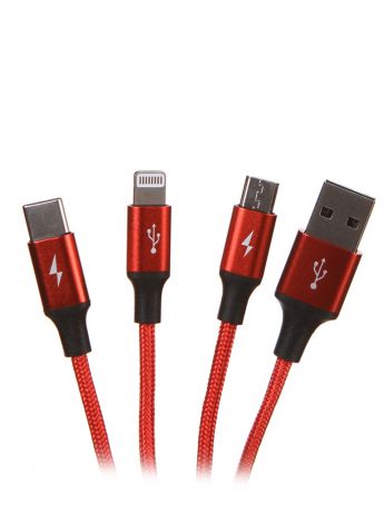 Аксессуар Baseus Rapid Series 3-in-1 USB - Type-C/Lightning/MicroUSB 1.2m Red CAMLT-SU09