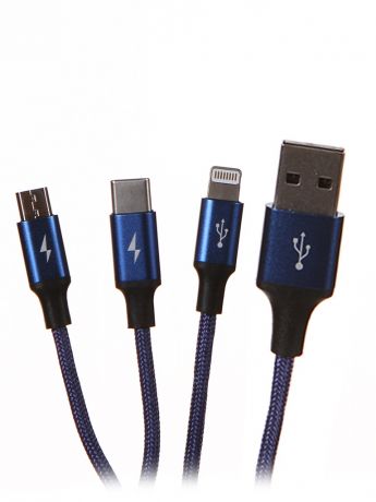 Аксессуар Baseus Rapid Series 3-in-1 USB - Type-C/Lightning/MicroUSB 1.2m Blue CAMLT-SU13