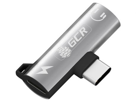 Аксессуар GCR USB Type-C - 3.5mm Mini Jack + USB Type-C Silver GCR-53493