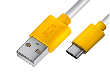 Аксессуар GCR USB - Type-C 50cm White-Yellow GCR-53240