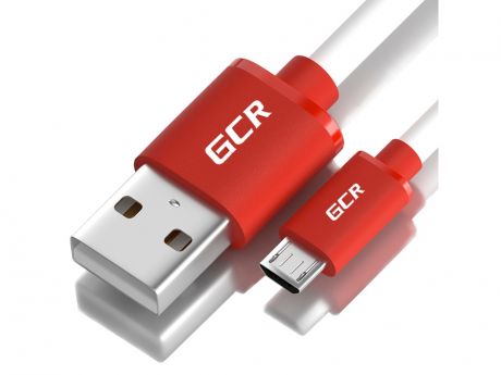 Аксессуар GCR USB - MicroUSB 25cm White-Red GCR-51501