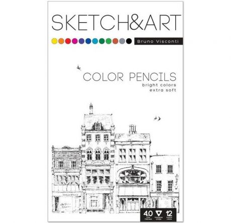 Карандаши, восковые мелки, пастель Sketch&Art Карандаши цветные трехгранные 12 цветов 1366370