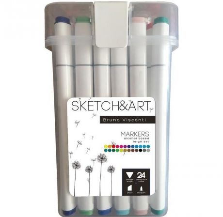 Канцелярия Sketch&Art Набор маркеров двухсторонних Средний 24 цвета