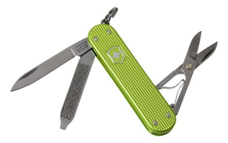Нож-брелок Classic SD Alox Colors Lime Twist 58мм, 5 функций 0.6221.241G