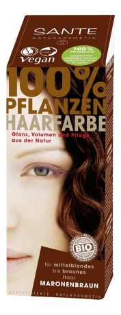 Растительная краска для волос 100% Pflanzen-Haarfarbe 100мл: Maronenbraun