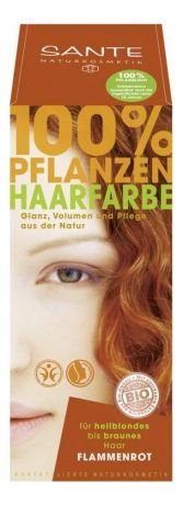 Растительная краска для волос 100% Pflanzen-Haarfarbe 100мл: Flammenrot