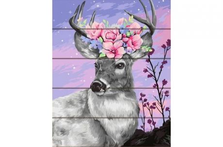 Картины по номерам Фламинго Рисование по номерам по дереву Цветочная корона 50x40 см