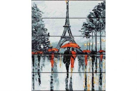 Картины по номерам Дали Арт по дереву Парижские зонтики 50x40 см