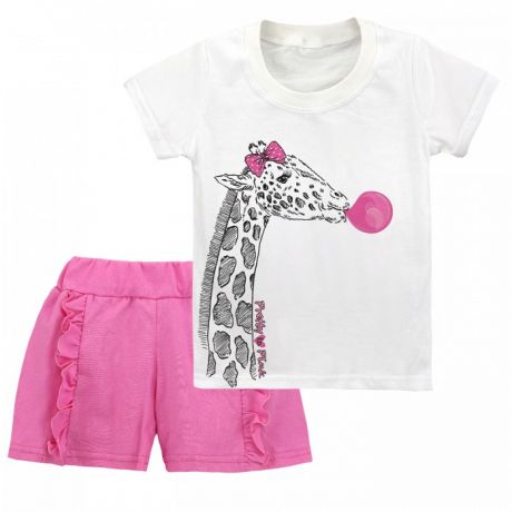 Комплекты детской одежды Babycollection Костюм для девочки Жираф (футболка, шорты)