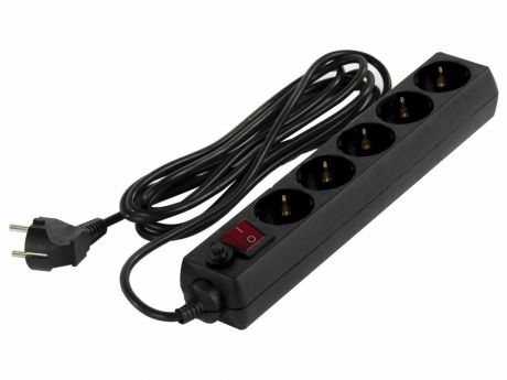 Сетевой фильтр Sonnen U-3513 5 Sockets с заземлением, выключатель 3m Black 513489