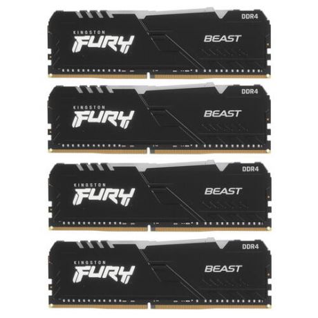 Модуль памяти Kingston Fury Beast Black RGB DDR4 DIMM 3000MHz PC-24000 CL15 - 64Gb Kit (4x16Gb) KF430C15BB1AK4/64