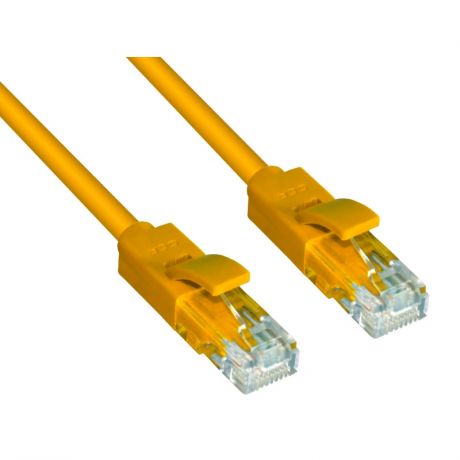Сетевой кабель GCR UTP 24AWG cat.5e RJ45 T568B 0.15m Yellow GCR-LNC02-0.15m