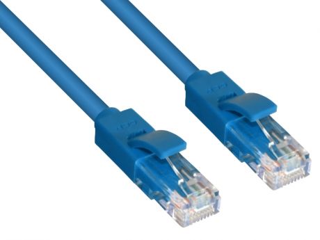 Сетевой кабель GCR UTP 24AWG cat.5e RJ45 T568B 0.2m Blue GCR-LNC01-0.2m