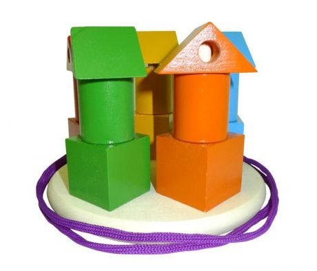 Деревянные игрушки RNToys Пирамидка Башенки цветные