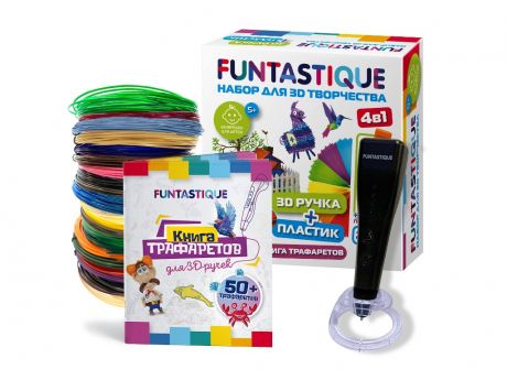 3D ручка Funtastique Cleo с подставкой + PLA-пластик 20 цветов и книжка с трафаретами 4-1-FPN04B-PLA-20-SB