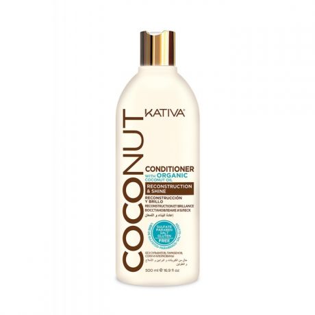 Косметика для мамы Kativa Coconut Восстанавливающий кондиционер с органическим кокосовым маслом для поврежденных волос 500 мл