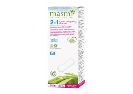 Гигиенические прокладки Masmi Гигиенические прокладки 2 в 1 Soft Maxi Plus из органического хлопка на каждый день и для дней цикла 24 шт.