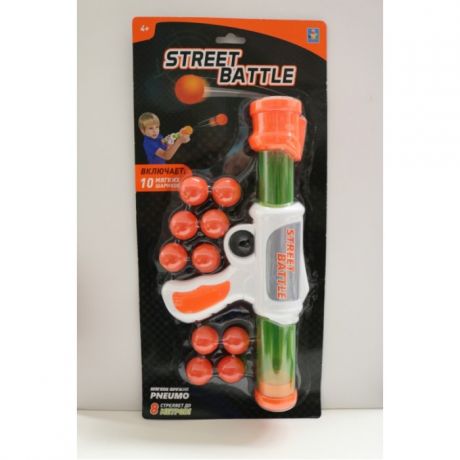 Игрушечное оружие 1 Toy Игрушечное оружие Street Battle с мягкими шариками 10 шт.
