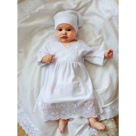 Крестильная одежда Папитто Крестильный набор для девочки (платье и косынка)