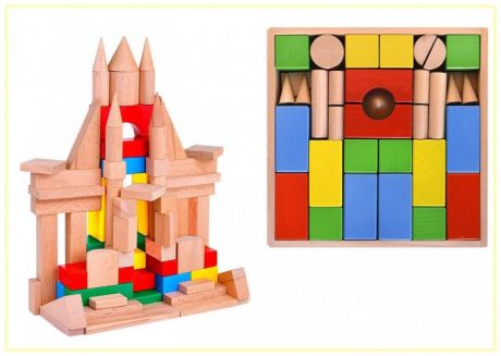 Деревянные игрушки Престиж-Игрушка Конструктор (70 деталей) Цветной