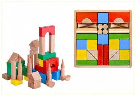 Деревянные игрушки Престиж-Игрушка Конструктор (50 деталей) Цветной