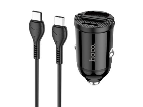 Зарядное устройство Hoco NZ2 Link 2xUSB + кабель Type-C - Type-C Black