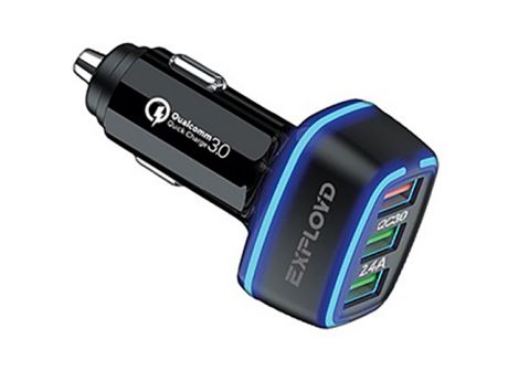 Зарядное устройство Exployd Ray 3хUSB 2.4A 30W QC 3.0 Black EX-Z-1217