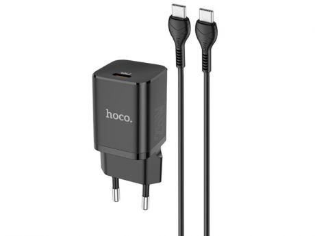 Зарядное устройство Hoco N19 1xUSB 3.0A PD 25W + QC3.0 + кабель Type-C Black