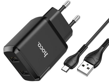Зарядное устройство Hoco N7 Speedy 2xUSB + Cable Micro USB Black
