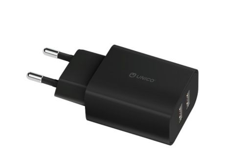 Зарядное устройство Unico 2xUSB 2.4А Black WC2USBUNC