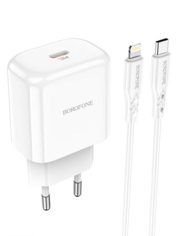 Зарядное устройство Borofone BN3 1xUSB-C PD 20W 3A + кабель Lightning White 6931474748072