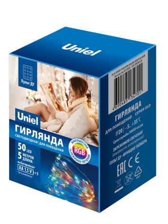 Гирлянда Uniel ULD-S0500-050/DTB/3AA/RC RGB UL-00007248