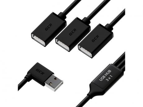 Хаб USB GCR AM - 3xAF 0.35m Black GCR-51545