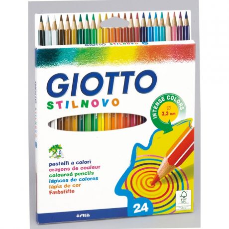 Карандаши, восковые мелки, пастель Giotto Stilnovo Цветные гексагональные 24 цвета