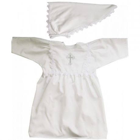 Крестильная одежда Папитто Крестильное платье для девочки с косынкой